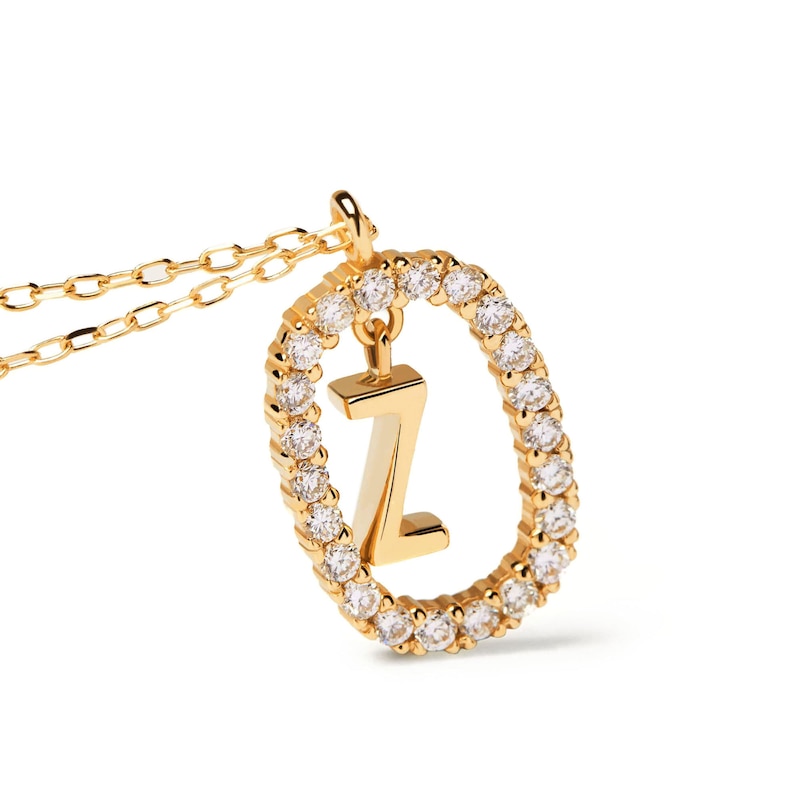 1/4 CT. T.W. Lab-Created Diamond Open Frame "Z" Initial Pendant in 14K Gold - 19.5"