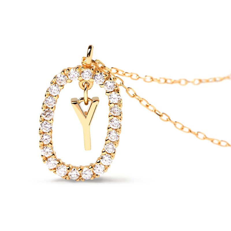 Main Image 6 of 1/4 CT. T.W. Lab-Created Diamond Open Frame &quot;Y&quot; Initial Pendant in 14K Gold - 19.5&quot;