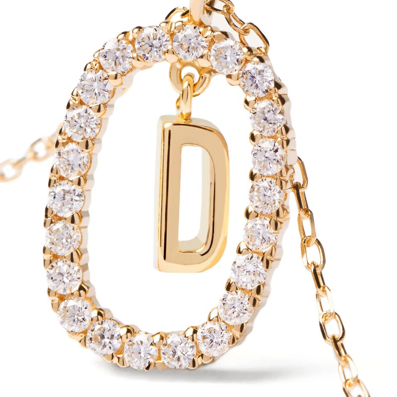 Main Image 3 of 1/4 CT. T.W. Lab-Created Diamond Open Frame &quot;D&quot; Initial Pendant in 14K Gold - 19.5&quot;