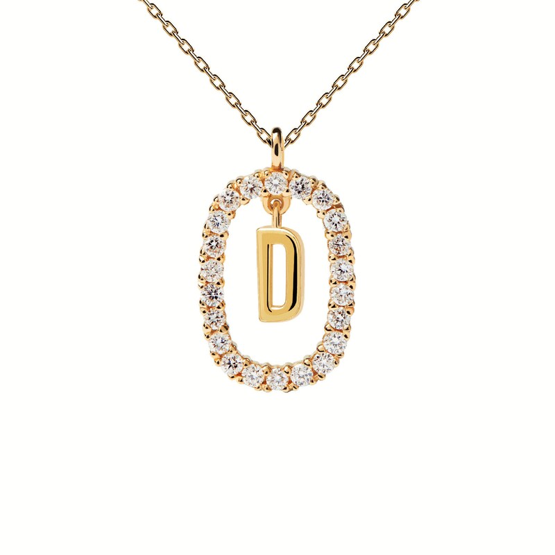 Main Image 5 of 1/4 CT. T.W. Lab-Created Diamond Open Frame &quot;D&quot; Initial Pendant in 14K Gold - 19.5&quot;