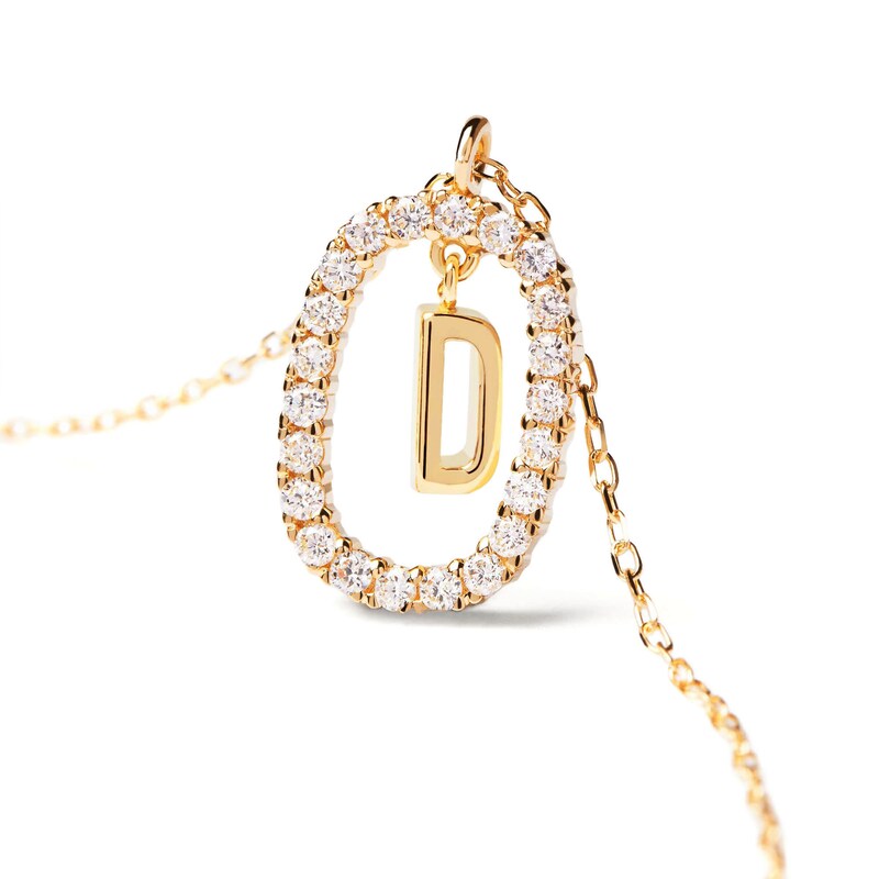 Main Image 6 of 1/4 CT. T.W. Lab-Created Diamond Open Frame &quot;D&quot; Initial Pendant in 14K Gold - 19.5&quot;