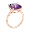 Thumbnail Image 2 of EFFY™ Collection Cushion-Cut Amethyst and 1/10 CT. T.W. Diamond Ring in 14K Rose Gold