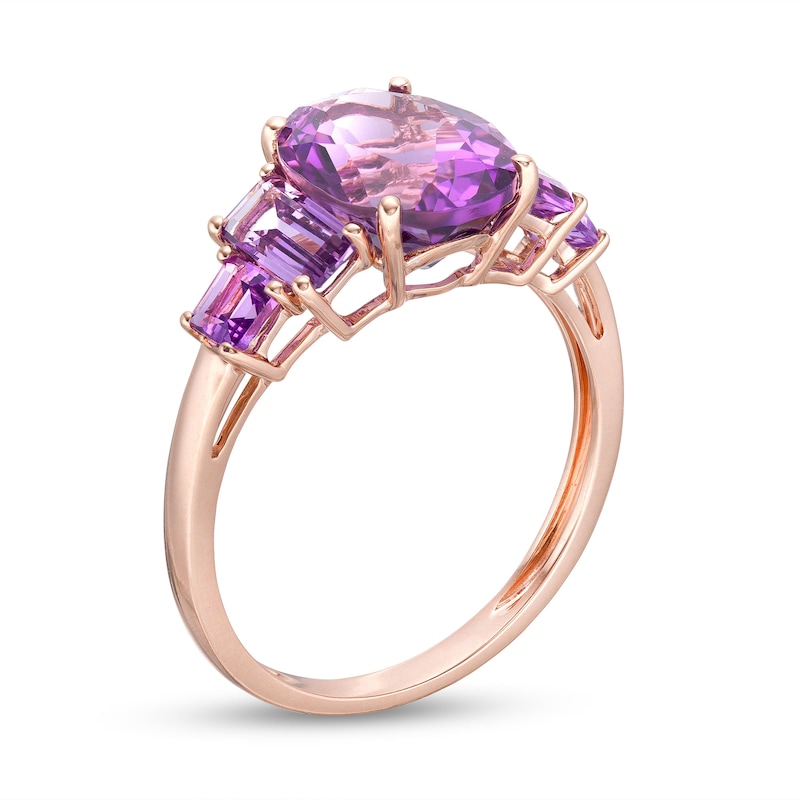 Main Image 2 of EFFY™ Collection Multi-Shape Amethyst Five Stone Ring in 14K Rose Gold