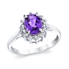 Thumbnail Image 1 of Oval Amethyst and 1/5 CT. T.W. Diamond Sunburst Frame Ring in 14K White Gold