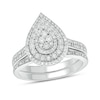 Thumbnail Image 0 of 3/8 CT. T.W. Pear-Shaped Multi-Diamond Triple Frame Bridal Set in Sterling Silver