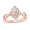 Thumbnail Image 1 of 1/2 CT. T.W. Marquise-Shaped Multi-Diamond Frame Twist Shank Engagement Ring in 14K Rose Gold (I/I2)