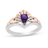 Thumbnail Image 1 of Enchanted Disney Ariel Amethyst and 1/15 CT. T.W. Diamond Seashell Ring in Sterling Silver and 10K Rose Gold