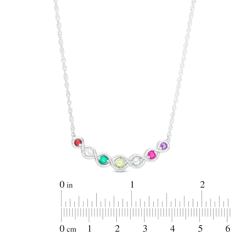 Main Image 3 of Mother's Simulated Gemstone Graduated Twisted Ribbon Wrapped Necklace in Sterling Silver (7 Stones)