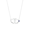 Thumbnail Image 0 of Couple's 3.0mm Simulated Gemstone Engravable Interlocking Hearts Necklace in Sterling Silver (2 Stones and Lines)