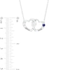 Thumbnail Image 2 of Couple's 3.0mm Simulated Gemstone Engravable Interlocking Hearts Necklace in Sterling Silver (2 Stones and Lines)