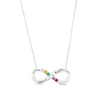 Thumbnail Image 0 of Couple's Simulated Gemstone Engravable Infinity Loop Necklace in Sterling Silver (5 Stones and 2 Lines)