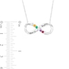 Thumbnail Image 2 of Couple's Simulated Gemstone Engravable Infinity Loop Necklace in Sterling Silver (5 Stones and 2 Lines)