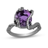 Thumbnail Image 1 of Enchanted Disney Villains Ursula Oval Amethyst and 1/10 CT. T.W. Diamond Ring in Sterling Silver with Black Rhodium