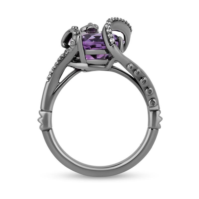 Main Image 3 of Enchanted Disney Villains Ursula Oval Amethyst and 1/10 CT. T.W. Diamond Ring in Sterling Silver with Black Rhodium