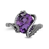 Thumbnail Image 4 of Enchanted Disney Villains Ursula Oval Amethyst and 1/10 CT. T.W. Diamond Ring in Sterling Silver with Black Rhodium