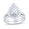 Thumbnail Image 1 of 1-1/4 CT. T.W. Pear-Shaped Multi-Diamond Double Frame Bridal Set in 14K White Gold