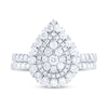 Thumbnail Image 4 of 1-1/4 CT. T.W. Pear-Shaped Multi-Diamond Double Frame Bridal Set in 14K White Gold