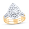 Thumbnail Image 1 of 1-1/4 CT. T.W. Pear-Shaped Multi-Diamond Double Frame Bridal Set in 14K Gold