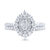 Thumbnail Image 4 of 1 CT. T.W. Oval-Shaped Multi-Diamond Double Frame Ornate Bridal Set in 14K White Gold