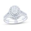 Thumbnail Image 1 of 5/8 CT. T.W. Oval-Shaped Multi-Diamond Double Frame Split Shank Bridal Set in 14K White Gold