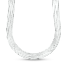 7.0mm Diamond-Cut Herringbone Chain Necklace in Solid Sterling Silver  - 18&quot;