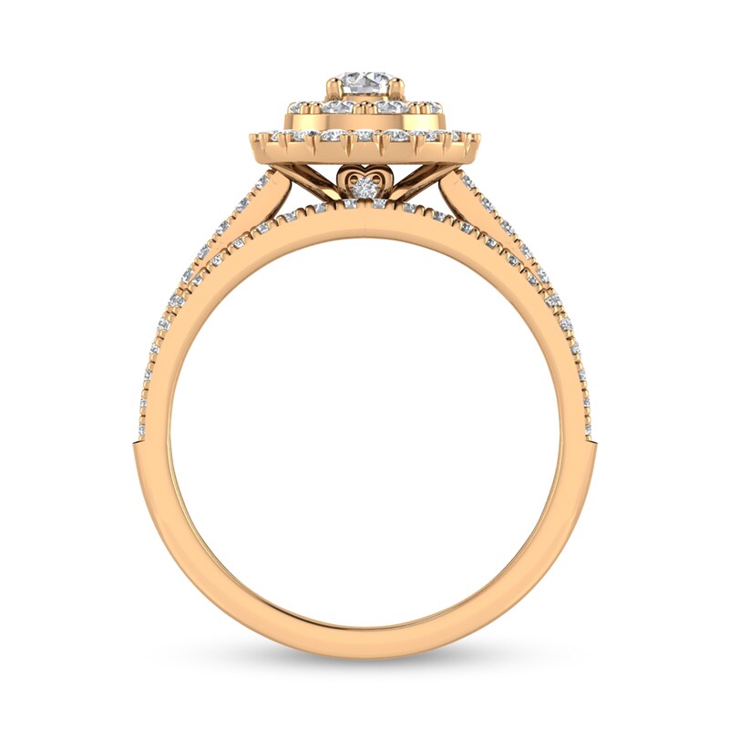 Main Image 3 of 1 CT. T.W. Diamond Double Pear-Shaped Frame Multi-Row Bridal Set in 14K Rose Gold