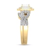 Thumbnail Image 2 of 1 CT. T.W. Princess-Cut Quad Diamond Double Cushion Frame Multi-Row Twist Shank Bridal Set in 14K Gold