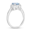 Thumbnail Image 2 of 7.0mm Aquamarine and 1/4 CT. T.W. Baguette and Round Diamond Alternating Cushion Frame Ring in 10K White Gold