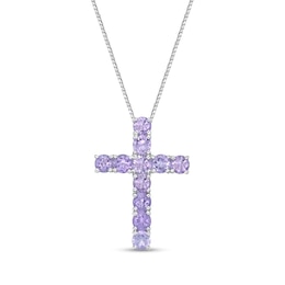 3.5mm Amethyst Cross Pendant in Sterling Silver