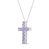 Thumbnail Image 2 of 3.5mm Amethyst Cross Pendant in Sterling Silver