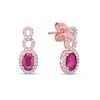 Thumbnail Image 3 of Oval Ruby and 1/4 CT. T.W. Diamond Loop Frame Doorknocker Drop Earrings in 10K Rose Gold