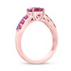 Thumbnail Image 2 of Oval Lab-Created Ruby Seven Stone Ring in Sterling Silver with 18K Rose Gold Plate