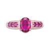 Thumbnail Image 4 of Oval Lab-Created Ruby Seven Stone Ring in Sterling Silver with 18K Rose Gold Plate