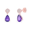 Thumbnail Image 1 of Pear-Shaped Amethyst and White Topaz Quatrefoil Drop Earrings in Sterling Silver with 18K Rose Gold Plate