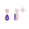 Thumbnail Image 2 of Pear-Shaped Amethyst and White Topaz Quatrefoil Drop Earrings in Sterling Silver with 18K Rose Gold Plate