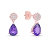 Thumbnail Image 3 of Pear-Shaped Amethyst and White Topaz Quatrefoil Drop Earrings in Sterling Silver with 18K Rose Gold Plate