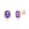 Thumbnail Image 1 of Cushion-Cut Amethyst and White Topaz Quatrefoil Frame Stud Earrings in Sterling Silver with 18K Rose Gold Plate