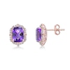 Thumbnail Image 2 of Cushion-Cut Amethyst and White Topaz Quatrefoil Frame Stud Earrings in Sterling Silver with 18K Rose Gold Plate