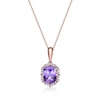 Thumbnail Image 0 of Cushion-Cut Amethyst and White Topaz Quatrefoil Frame Pendant in Sterling Silver with 18K Rose Gold Plate