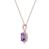 Thumbnail Image 1 of Cushion-Cut Amethyst and White Topaz Quatrefoil Frame Pendant in Sterling Silver with 18K Rose Gold Plate