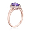 Thumbnail Image 2 of Cushion-Cut Amethyst and White Topaz Quatrefoil Frame Ring in Sterling Silver with 18K Rose Gold Plate