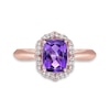 Thumbnail Image 4 of Cushion-Cut Amethyst and White Topaz Quatrefoil Frame Ring in Sterling Silver with 18K Rose Gold Plate