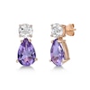 Thumbnail Image 0 of Pear-Shaped Amethyst and White Topaz Teardrop Earrings in Sterling Silver with 18K Rose Gold Plate