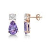 Thumbnail Image 1 of Pear-Shaped Amethyst and White Topaz Teardrop Earrings in Sterling Silver with 18K Rose Gold Plate