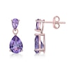 Thumbnail Image 2 of Pear-Shaped Amethyst Double Drop Earrings in Sterling Silver with 18K Rose Gold Plate