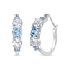 Thumbnail Image 1 of Sky Blue and White Topaz Alternating Graduated Five Stone Huggie Hoop Earrings in Sterling Silver