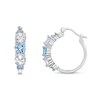 Thumbnail Image 2 of Sky Blue and White Topaz Alternating Graduated Five Stone Huggie Hoop Earrings in Sterling Silver