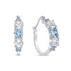 Thumbnail Image 3 of Sky Blue and White Topaz Alternating Graduated Five Stone Huggie Hoop Earrings in Sterling Silver