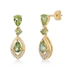 Thumbnail Image 0 of Pear-Shaped and Round Peridot with White Topaz Frame Triple Drop Earrings in Sterling Silver with 18K Gold Plate