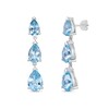 Thumbnail Image 1 of Pear-Shaped Sky Blue Topaz Graduated Triple Drop Earrings in Sterling Silver